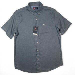 Chaps Classic Fit Men's Large Short Sleeve Button Down Shirt Midnight Navy